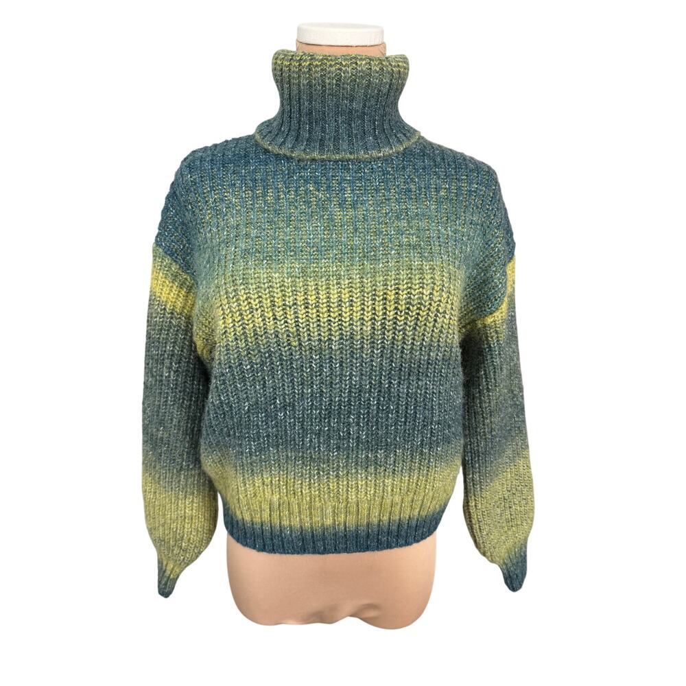 Old Navy Colorful Turtleneck Sweater XS Green Blue Yellow